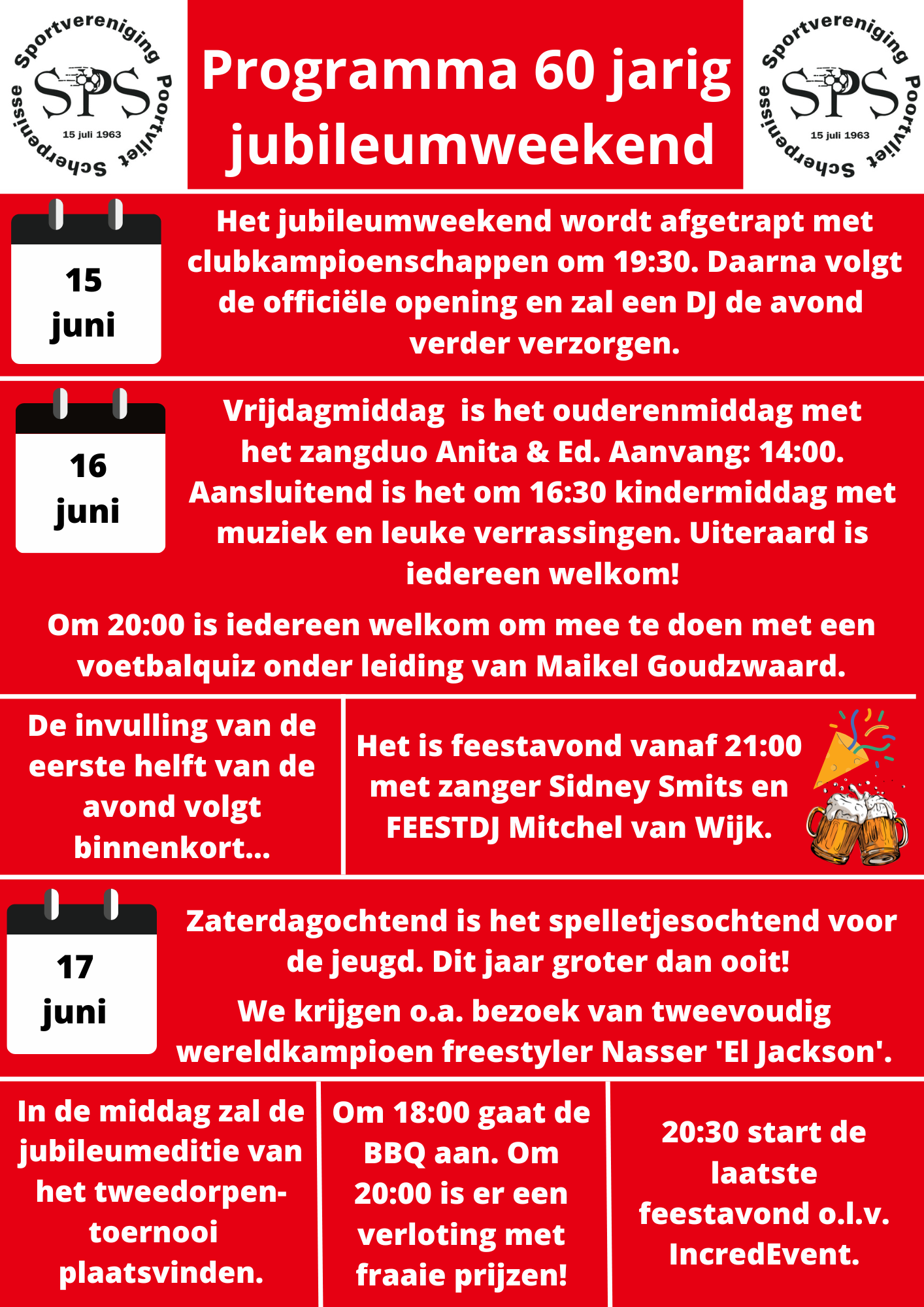 Het feestprogramma tijdens het 60-jarig bestaan van SPS